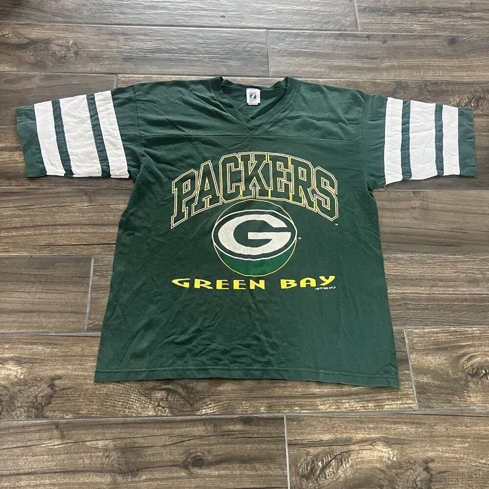 Green Bay Packers Vintage Logo 7 Shirt Men’s Size Large NFL Football 90’s (240)